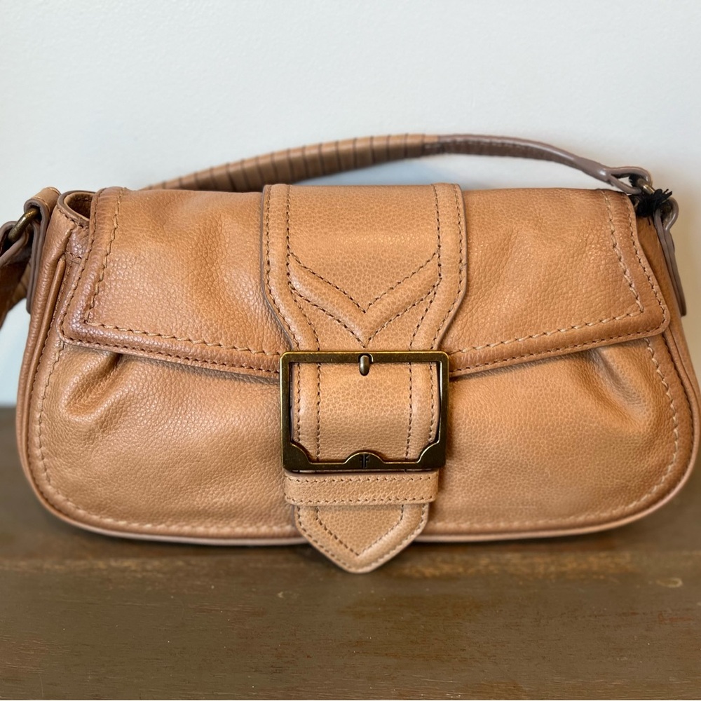 NWT Frye Fay Leather Shoulder Bag or Crossbody Beige Leather Western Buckle